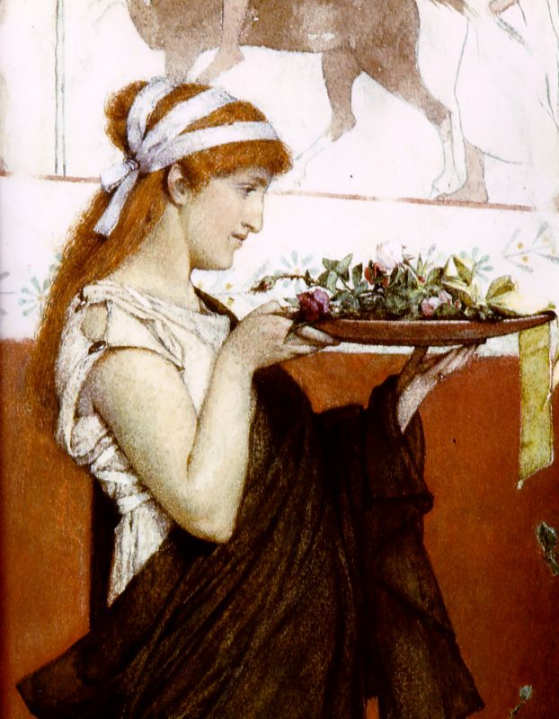 Лоуренс Альма-Тадема, "Дары богам" (фрагмент). Акварель, 1873
